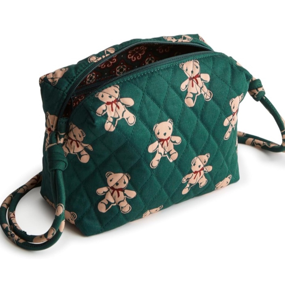 NWT Set Vera Bradley Green Teddy Bear Tote Bag. And mini crossbody bag. - Picture 5 of 11